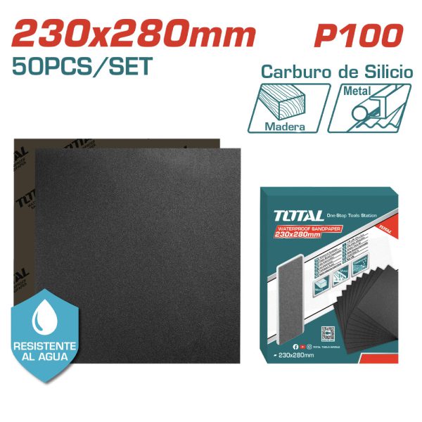Lija De Agua Grano P100 De 23x28cm En Juego De 50pcs Total