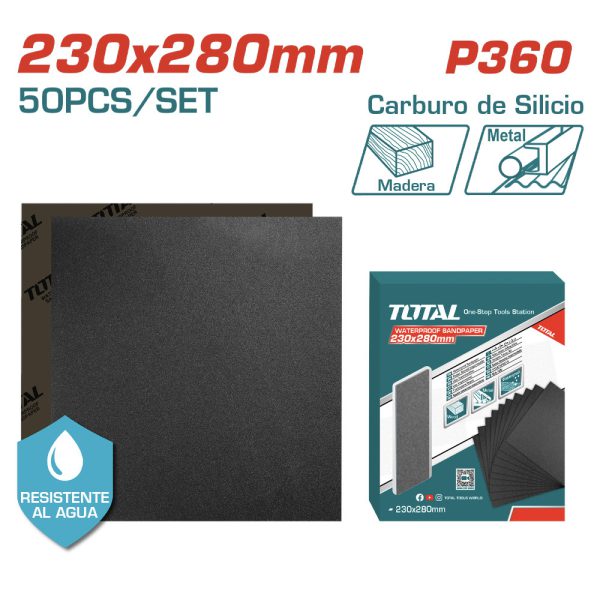 Lija De Agua - Grano P360 230x280mm En Juego De 50pcs Total