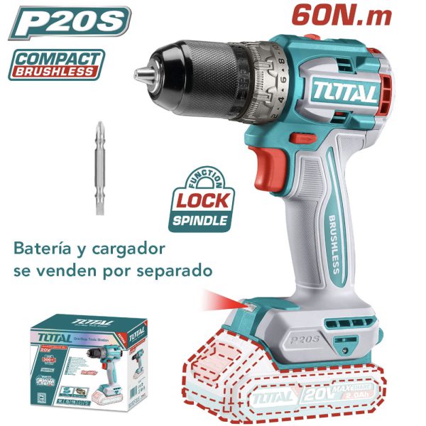Taladro Inalámbrico 20v - 1/2'' - 60nm - 2000 Rpm Total
