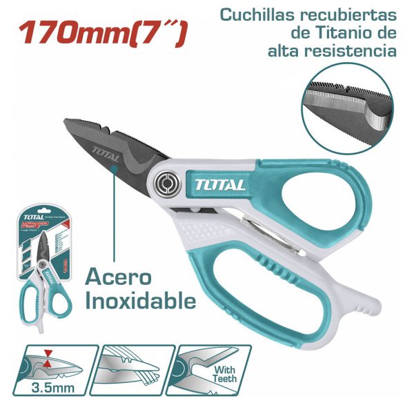 Tijera Para Electricista De 7'' - Acero Inoxidable Total
