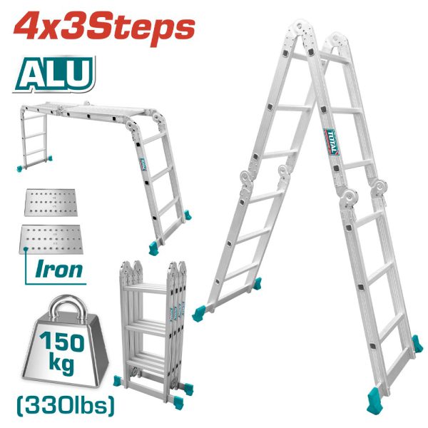 Escalera De Tijera Extensible 3x9 - 3.38m - Hasta 150 Kgs