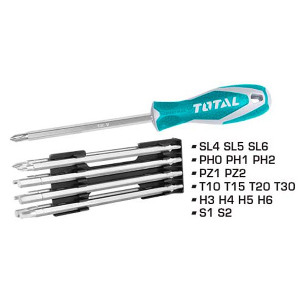 Destornillador Con 18 Puntas Intercambiables 160mm Total
