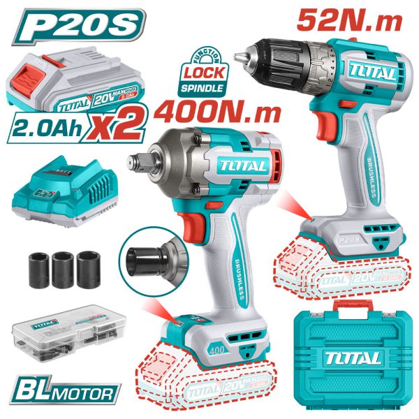 Llave De Impacto 400nm Y Taladro 3/8'' 20v Con Baterías