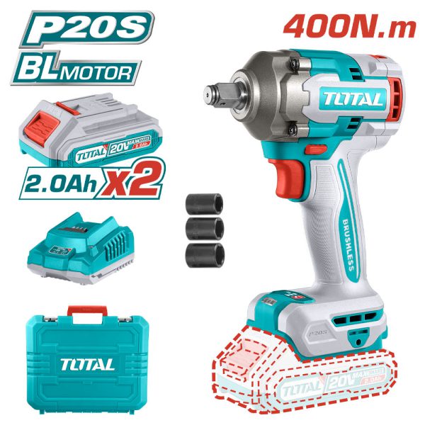 Llave De Impacto 20v Dado Cuadrado 400nm 1/2'' Con Baterías