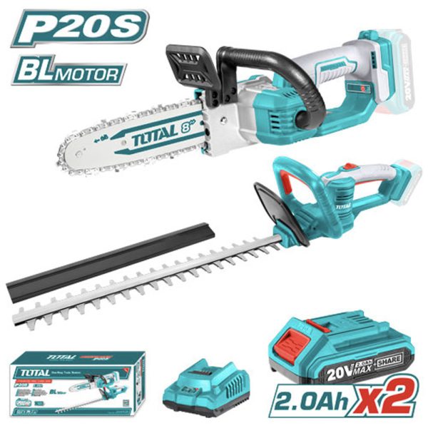 Kit 20 V Motosierra 8 + Cortadora De Arbusto Con 2 Baterías