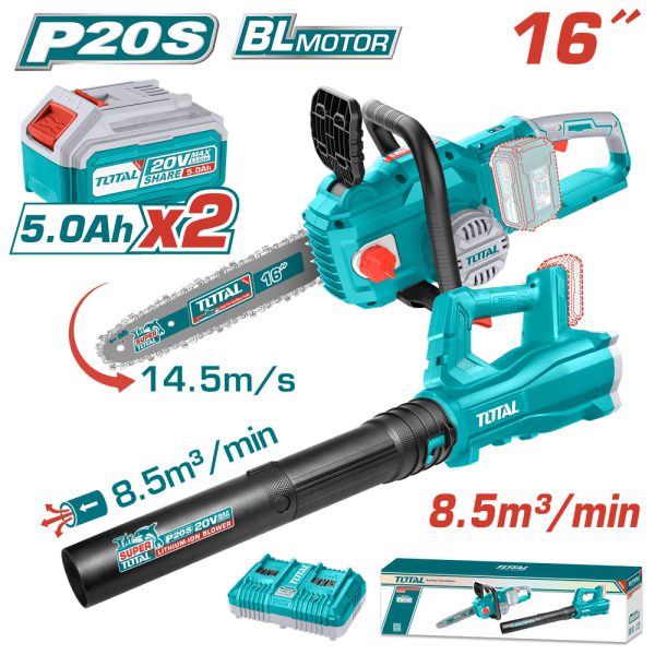 Soplador 8,5 M3/m Y Motosierra 16'' - 20v Con Batería