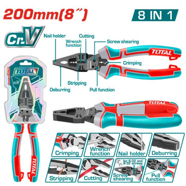 Alicate Combinado 8 Cr-v Alto Apalancamiento Total