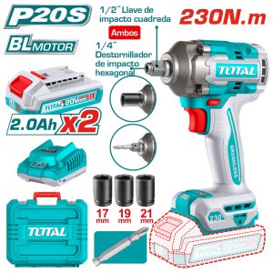 Llave De Impacto 20v 1/2 230nm, 2 Baterías 2.0ah Y Cargador