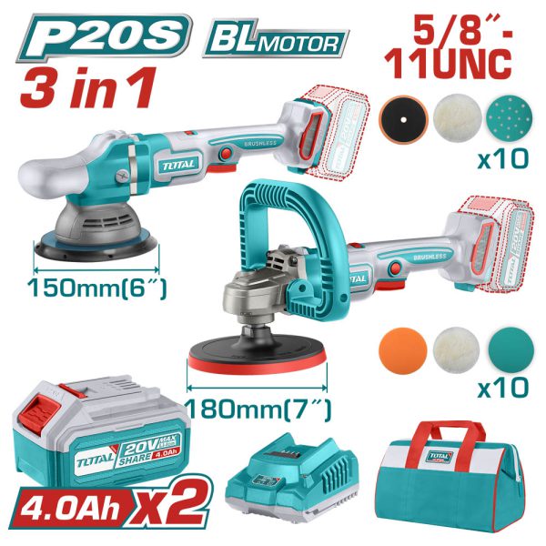 Kit Pulidoras 20v 7'' Y 6'' Con 2 Baterías 4 Ah Total